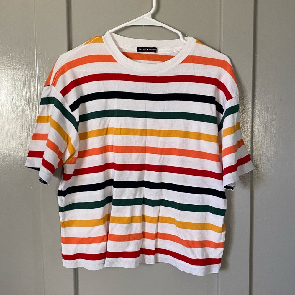Rainbow striped, oversized t-shirt